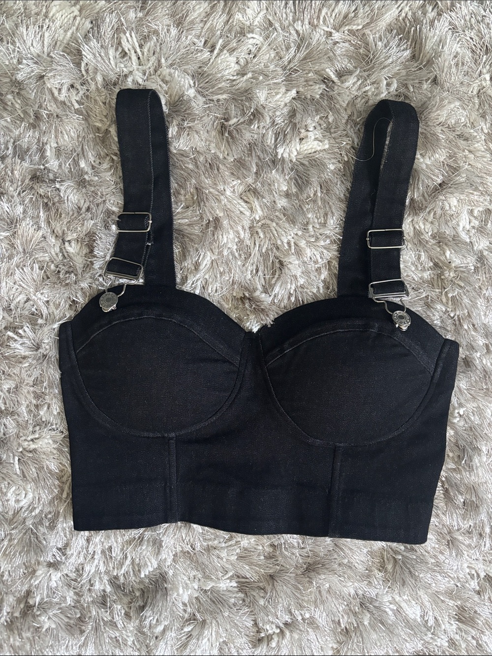 Black Denim Bustier Crop Top💜🌟